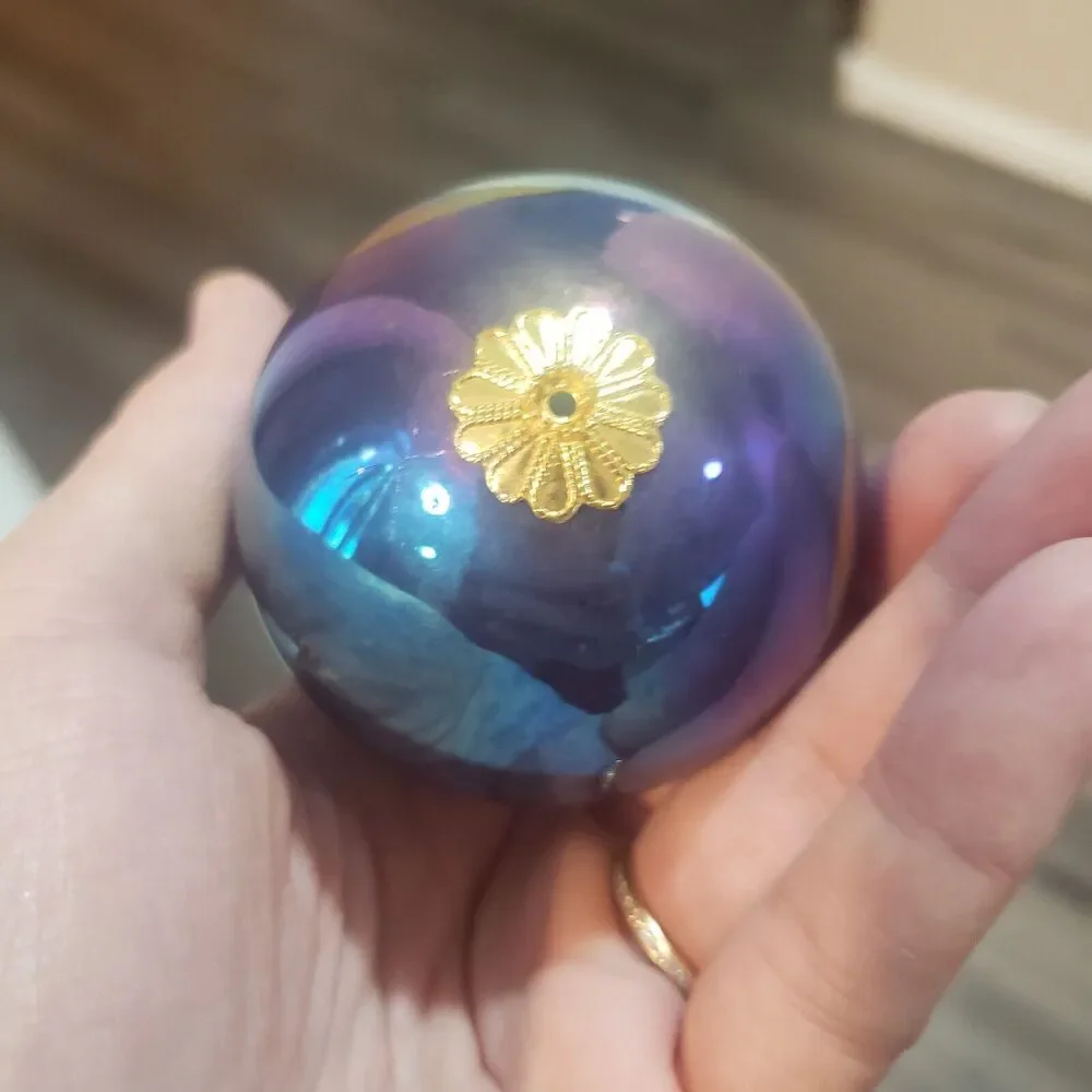 VTG Li Bien Glass Reverse Hand Painted Christmas Ornament Dove Olive Branch 2001